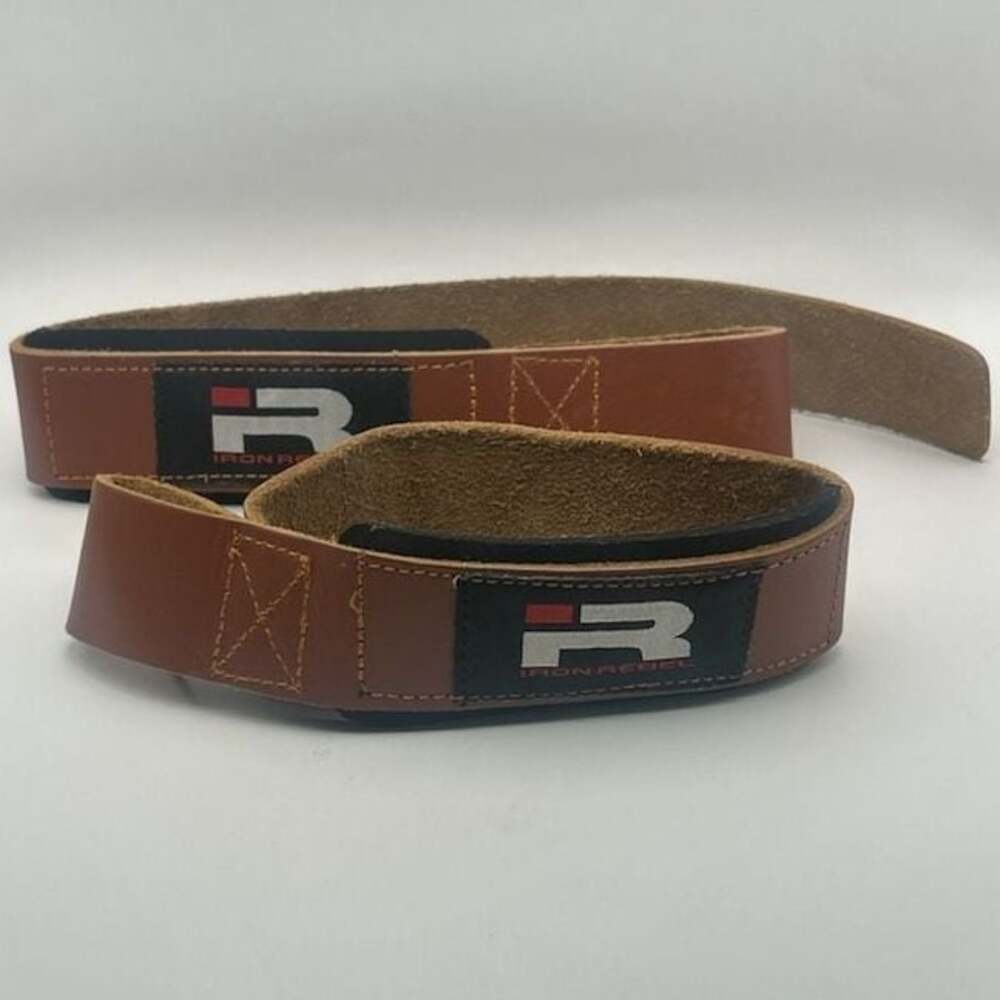 Iron Rebel Leather Lifting Straps with Padded Wrist Support